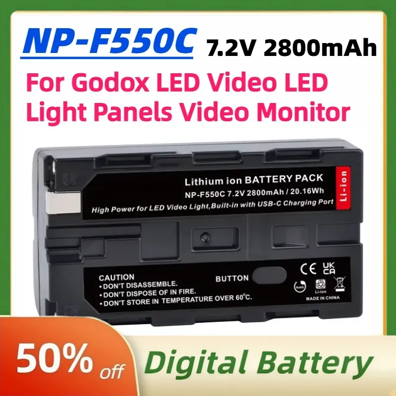 Video Led Light Panel - Batería NP-F550C NP-F550 F570 de 7.2V